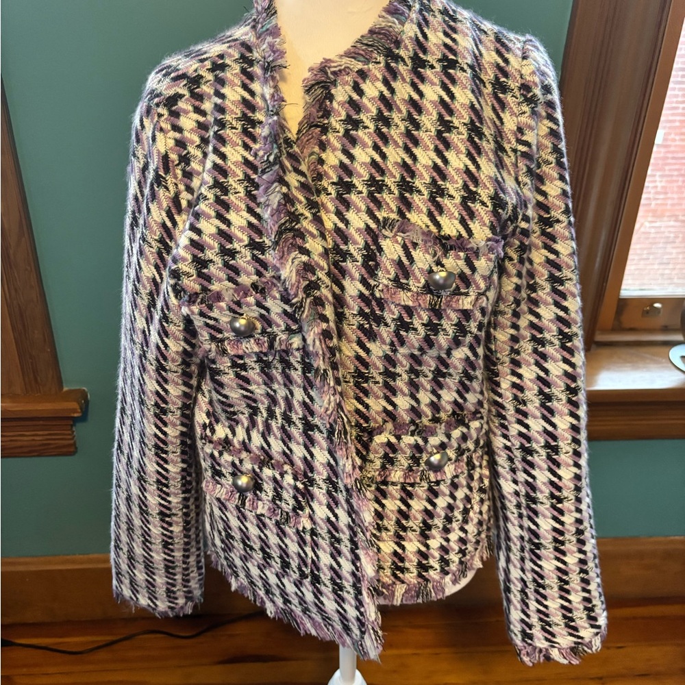 Halogen Women's Tweed Jacket - Purple and Black NWOT